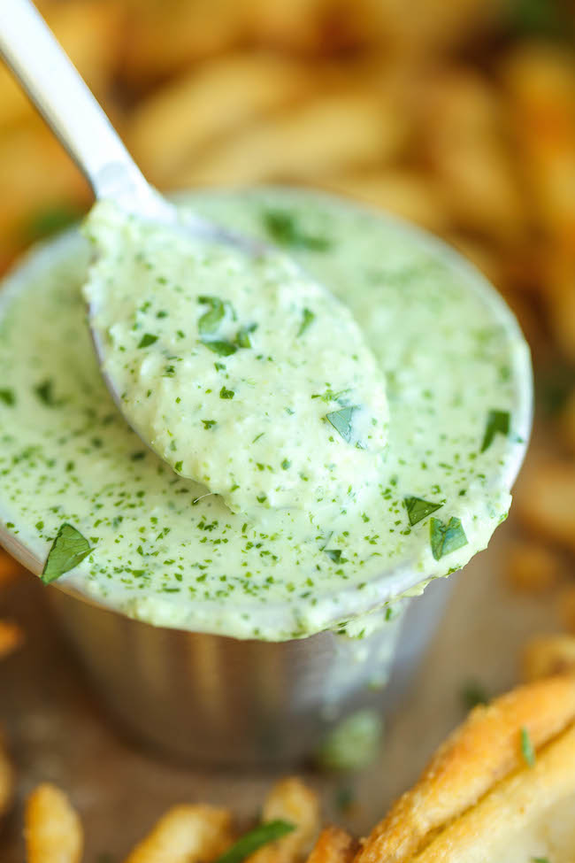 Cilantro Jalapeno Sauce - The easiest 5 min sauce ever. And you can use this on anything - from grilled meats to fries and even chips for dipping!