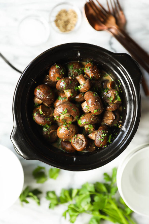 Slow Cooker Garlic Herb Mushrooms Damn Delicious