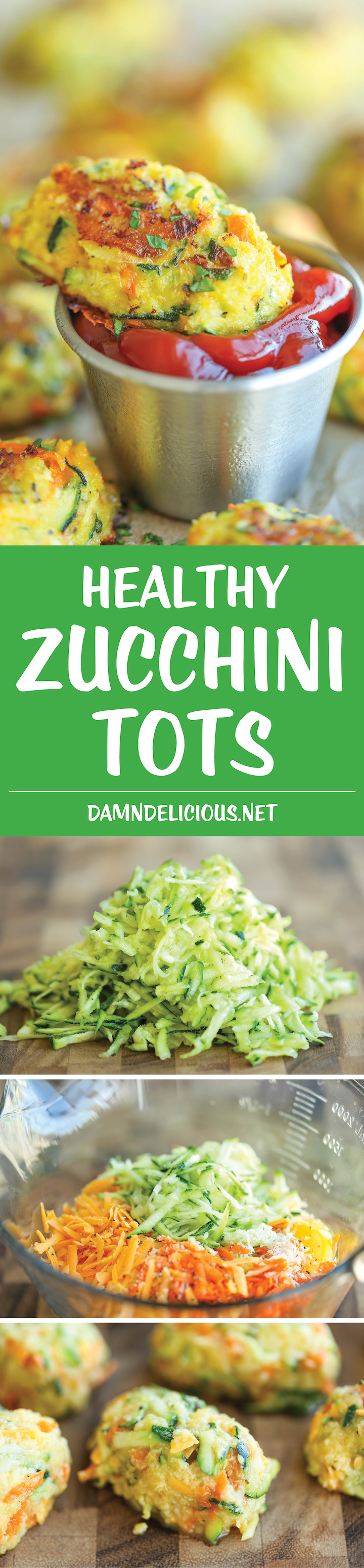 Zucchini Tots - Loaded with zucchini and carrots, these tots do not even taste healthy! It's the perfect way to sneak in veggies, and it's just so good!