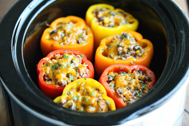 Slow Cooker Stuffed Bell Peppers - Fab Everyday