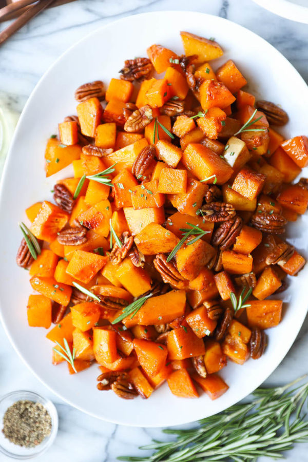 Cinnamon Pecan Roasted Butternut Squash Damn Delicious