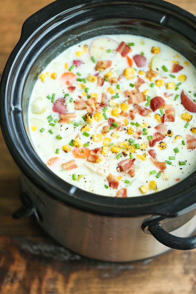 Slow Cooker Chicken And Corn Chowder Damn Delicious