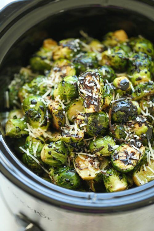 Slow Cooker Balsamic Brussels Sprouts Damn Delicious
