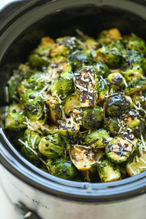 Slow Cooker Balsamic Brussels Sprouts Damn Delicious
