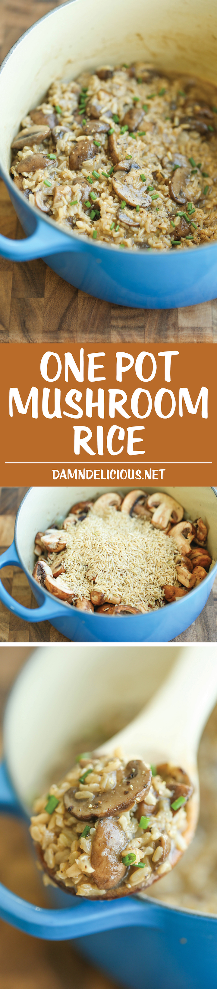 One Pot Mushroom Rice - Easy peasy mushroom rice made in one pot. Really! Even the rice gets cooked right in! It's so creamy and packed with so much flavor!