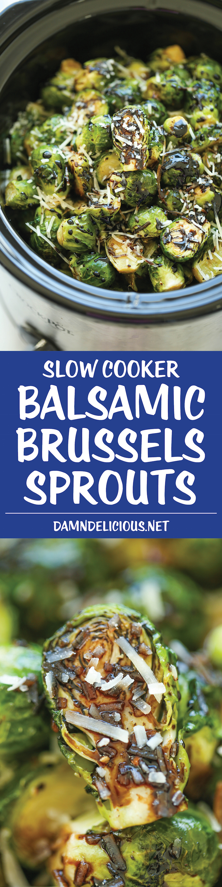 Slow Cooker Balsamic Brussels Sprouts - Damn Delicious