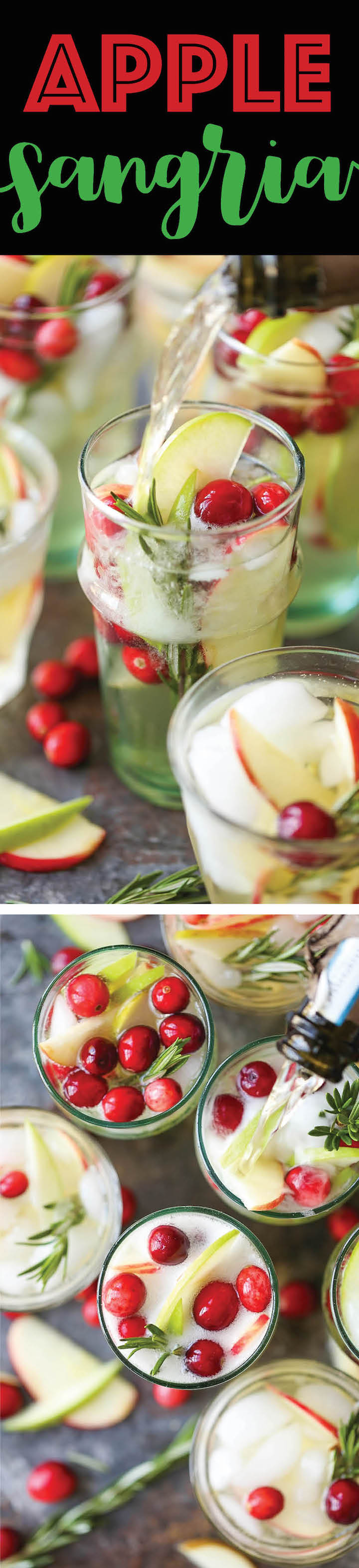 Apple Sangria - The absolute must-have sangria for Fall, Thanksgiving, and Christmas, combining apples, cranberries, wine and apple cider. A winning combo!