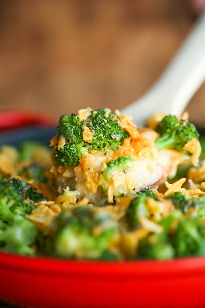 Broccoli and Potato Casserole - So hearty, comforting and cheesy! Makes for a perfect easy side dish or even a quick weeknight entree with added chicken!