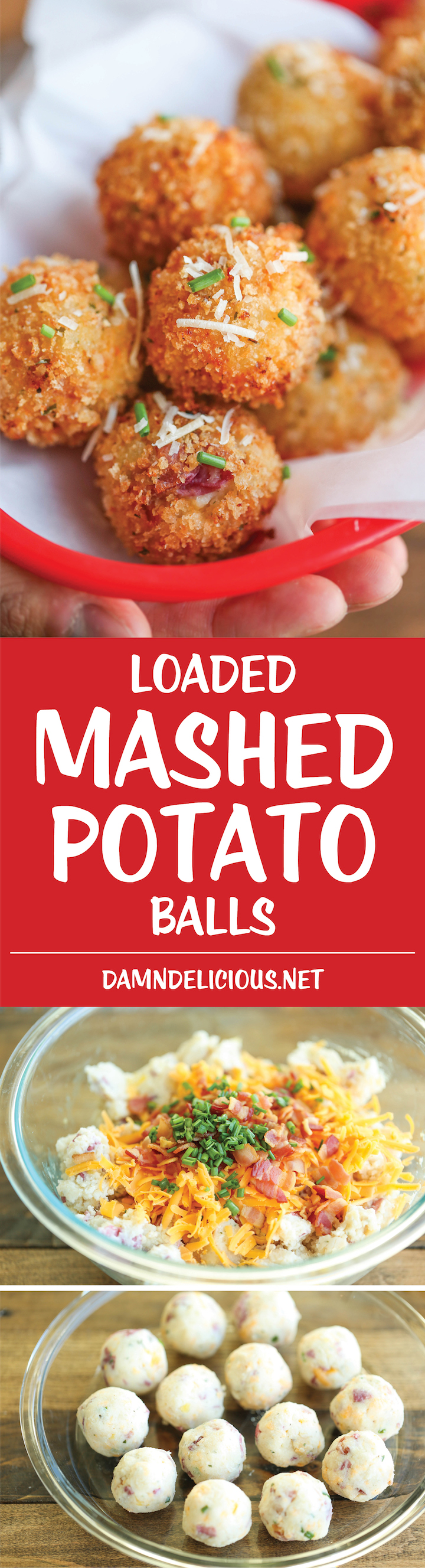 Loaded Mashed Potato Balls - What do you do with leftover mashed potatoes? You make melt-in-your-mouth, crisp yet creamy mashed potato balls of course!