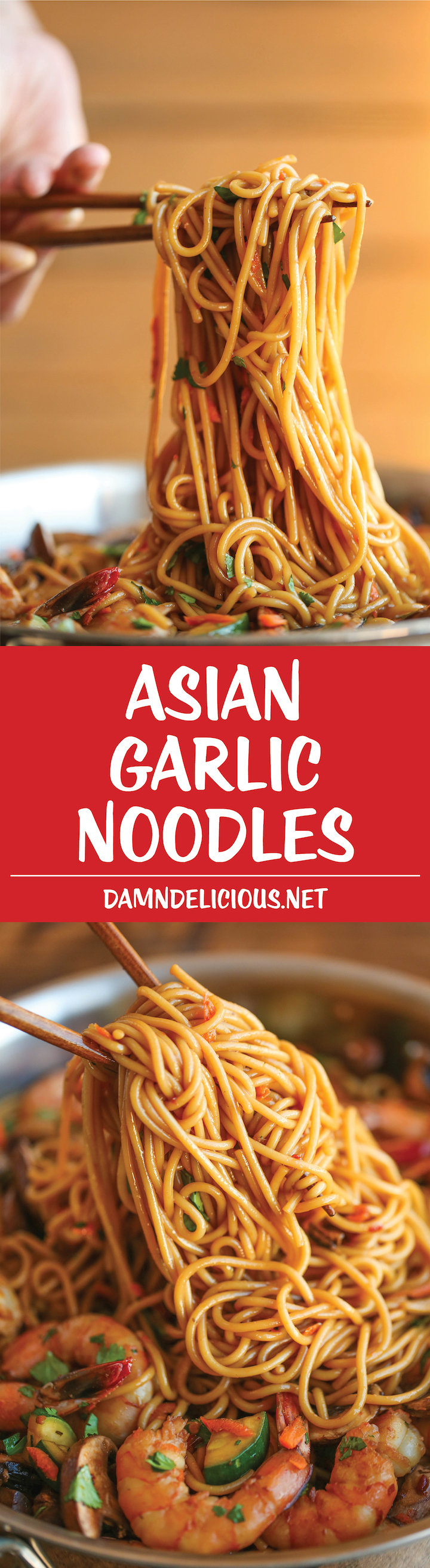 Asian Garlic Noodles - Easy peasy Asian noodle stir-fry using pantry ingredients that you already have on hand. Quick, no-fuss, and made in less than 30min!