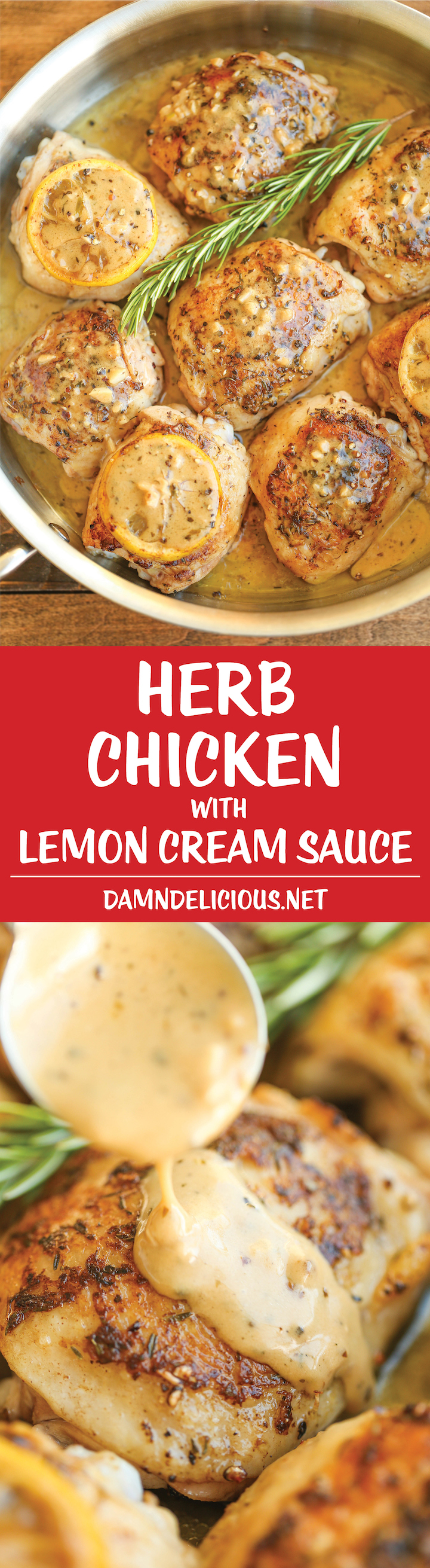 Herb Chicken with Lemon Cream Sauce - This cream sauce is seriously out of this world. So tangy, buttery, creamy and just melt-in-your-mouth AMAZING!
