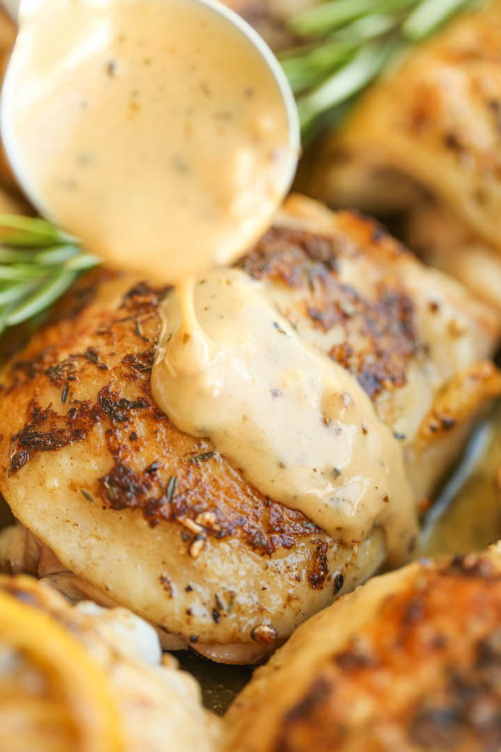 Herb Chicken with Lemon Cream Sauce - This cream sauce is seriously out of this world. So tangy, buttery, creamy and just melt-in-your-mouth AMAZING!