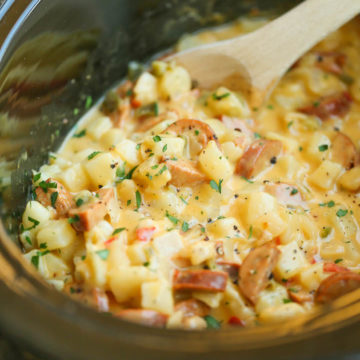 Slow Cooker Cheesy Breakfast Potatoes - Damn Delicious