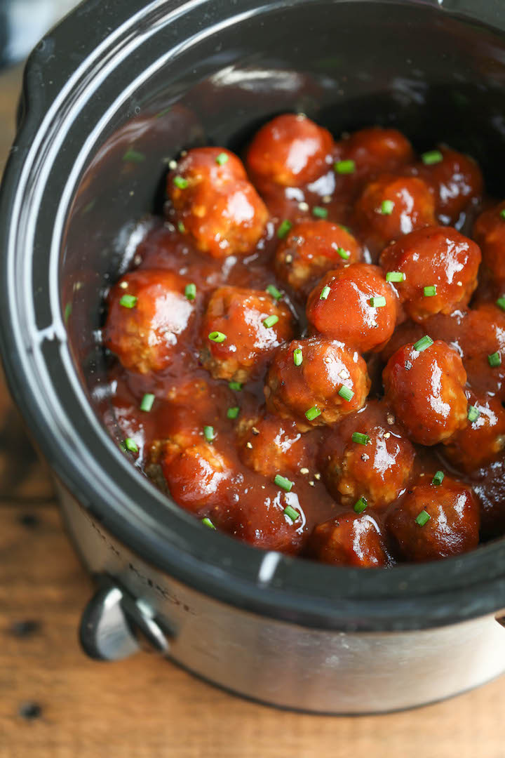 Slow Cooker Cocktail Meatballs - These are the ultimate party meatballs. Make-ahead, freezer-friendly and so effortlessly made right in the crockpot! EASY!