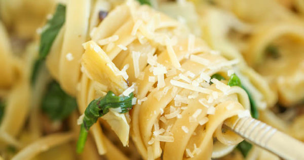 One Pot Mushroom Spinach Artichoke Pasta Damn Delicious