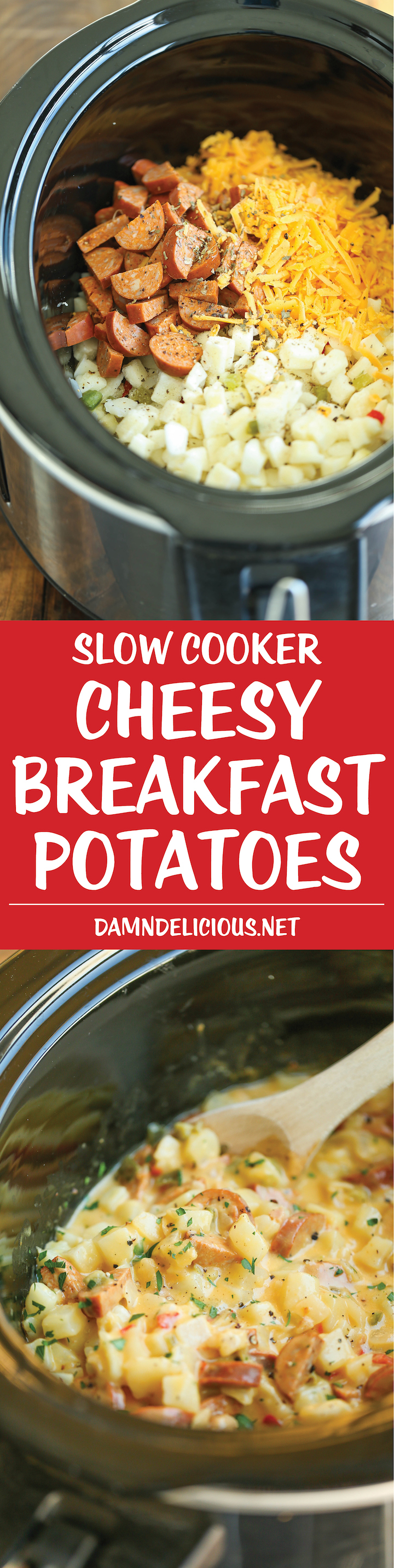 Slow Cooker Cheesy Breakfast Potatoes Damn Delicious