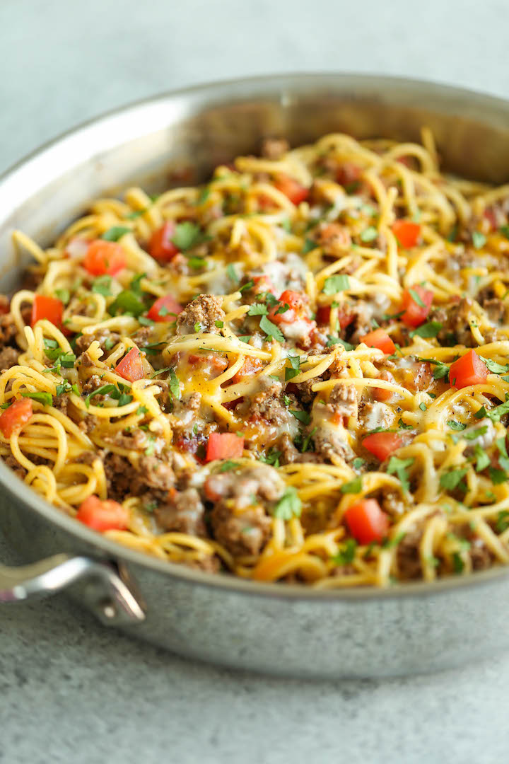 One Pot Taco Spaghetti - Damn Delicious