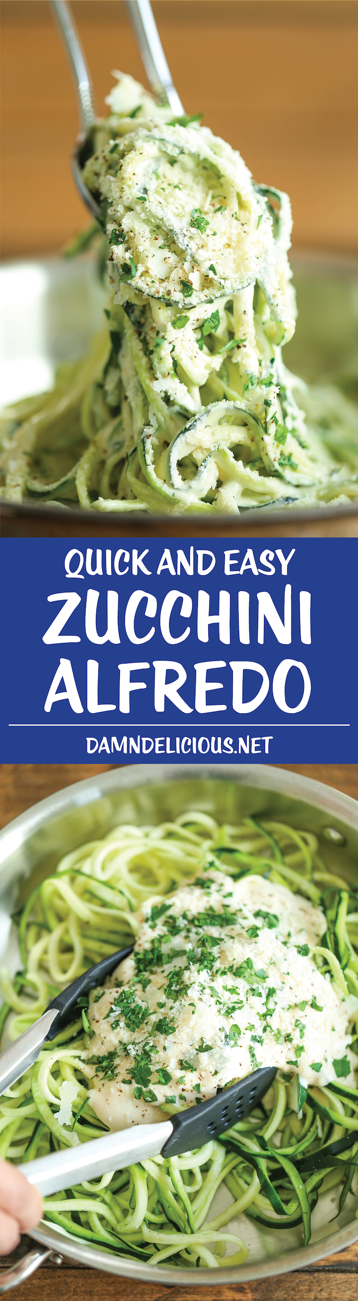 Zucchini Alfredo - Sain, décadent, incroyablement crémeux ET faible en glucides.  Enfin, un plat alfredo sans culpabilité que toute la famille peut apprécier !  203,6 calories.
