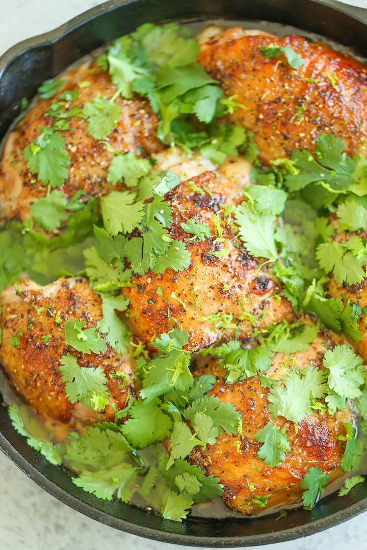 Cilantro Lime Chicken - Moist-tender chicken roasted to absolute perfection in a zesty, cilantro lime sauce. Quick and easy for any night of the week!