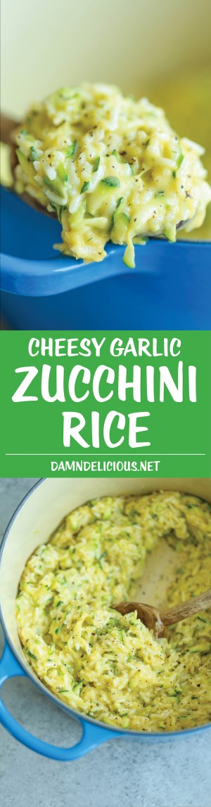 Cheesy Garlic Zucchini Rice - Damn Delicious