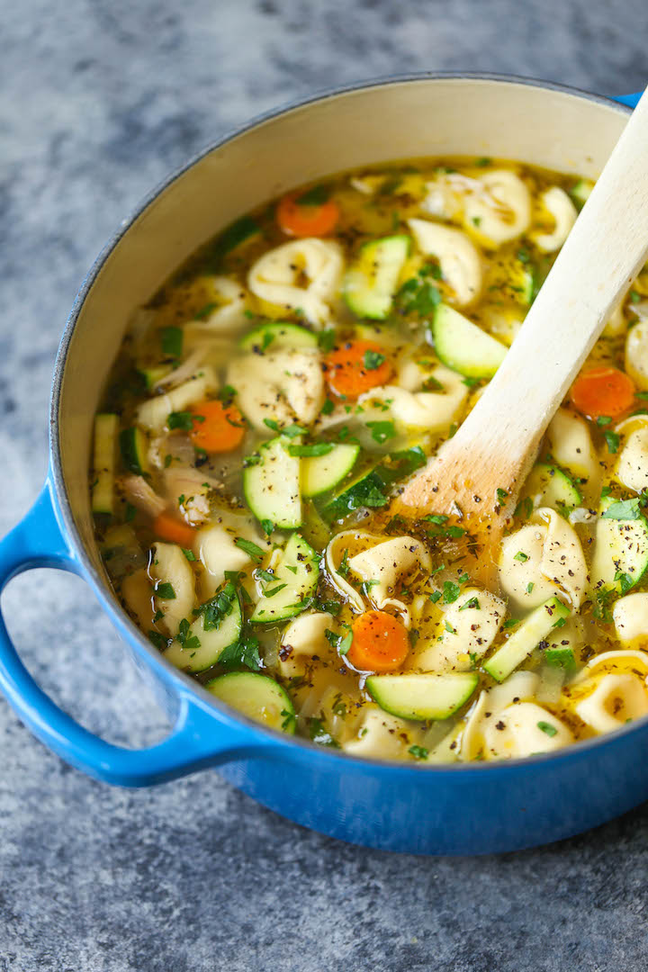 Chicken Tortellini Soup - Everyone's favorite chicken noodle soup gets an upgrade using cheesy tortellini! So comforting and easy to make for any night!
