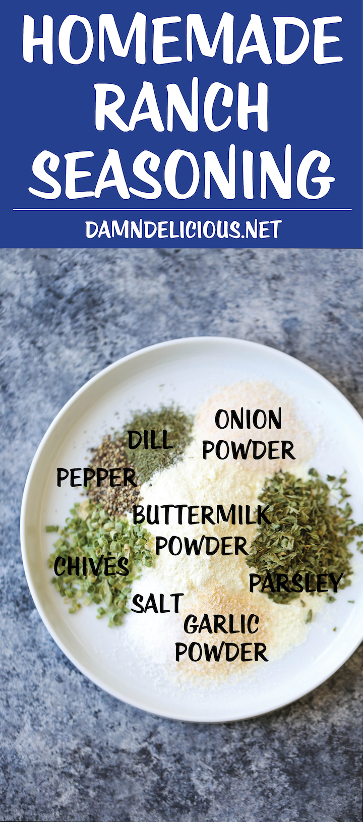DIY Homemade Ranch Seasoning Mix - You can skip the store-bought seasoning packets. This homemade version takes 5 min using ingredients you already have!