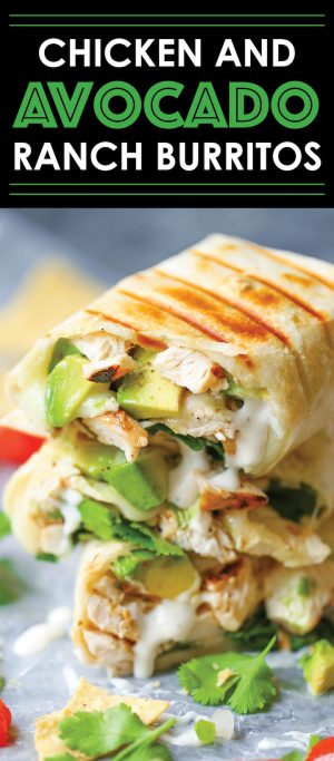 Chicken and Avocado Ranch Burritos - Damn Delicious