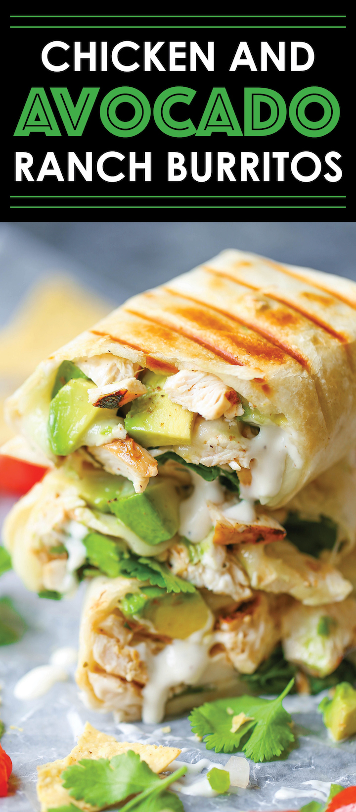 CHICKEN AND AVOCADO RANCH BURRITOS