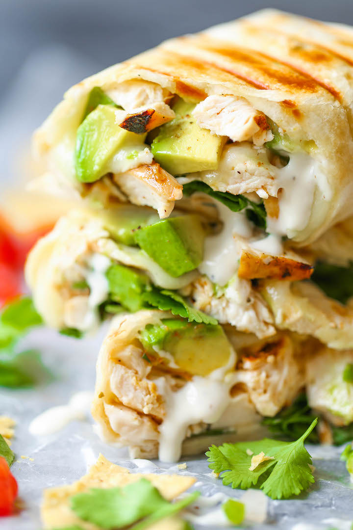 Chicken and Avocado Ranch Burritos - These come together with just 15 min prep! You can also make this ahead of time and bake right before serving. SO EASY!