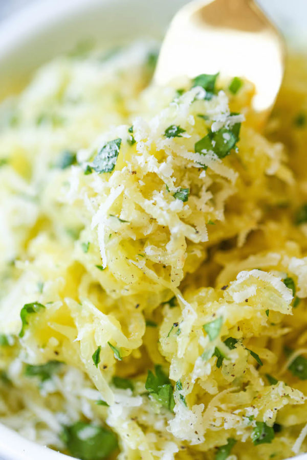 Garlic Parmesan Spaghetti Squash - Damn Delicious