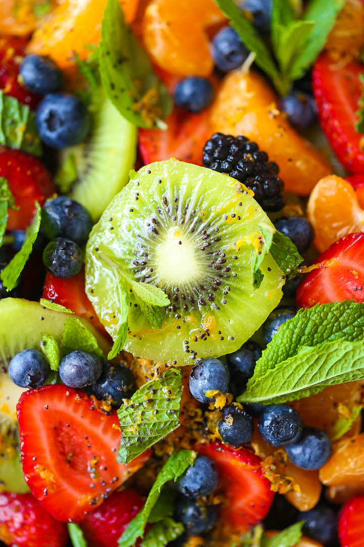 Easy Fruit Salad with Orange Poppy Seed Dressing - Simply the best and easiest fruit salad! You can use fruits in season but the BEST part is the dressing!