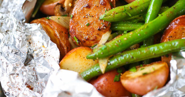 Sausage Potato And Green Bean Foil Packets Damn Delicious