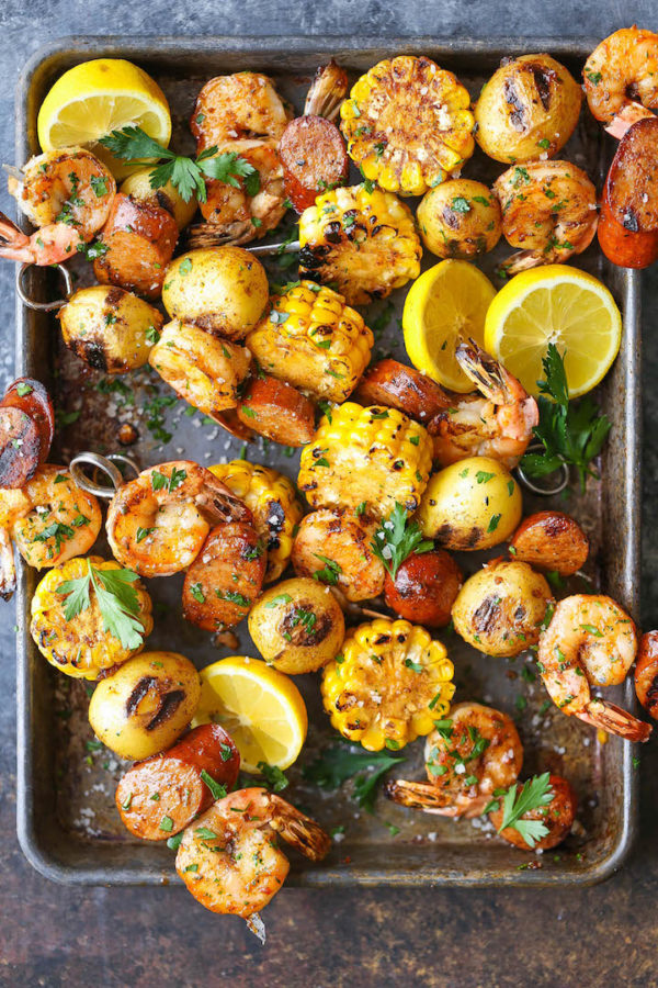 Shrimp Boil Kabobs Damn Delicious