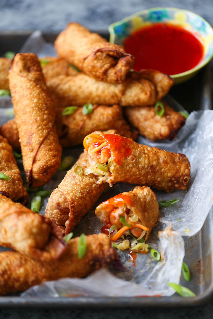 Shrimp Egg Rolls - Make your favorite take-out dish right at home! Best of all, these can be baked or fried. Make a huge batch today and freeze as needed!