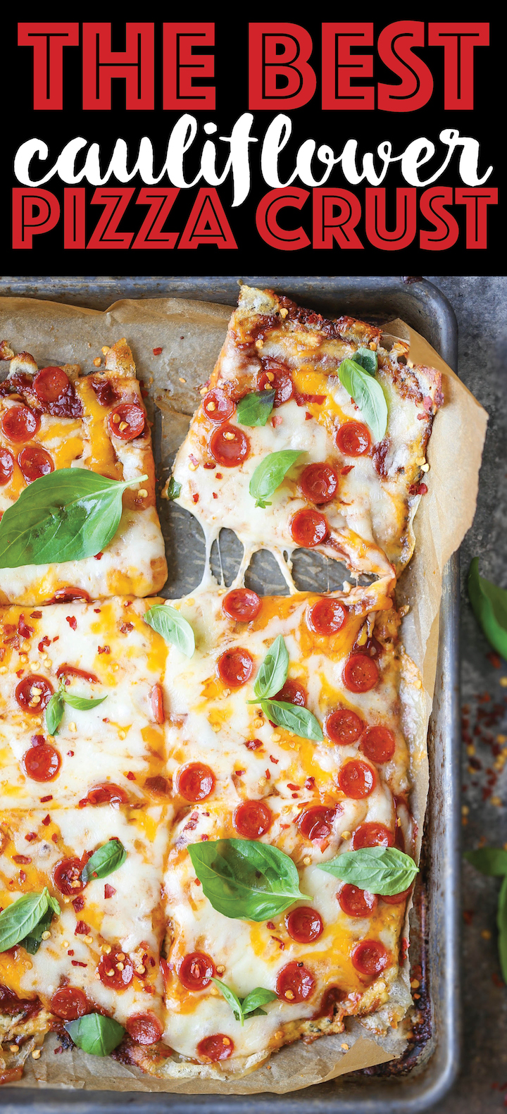 The Best Cauliflower Pizza Crust - Easy to make, grain-free AND so healthy. Plus, you will honestly not even be able to taste a difference! 169.5 calories.