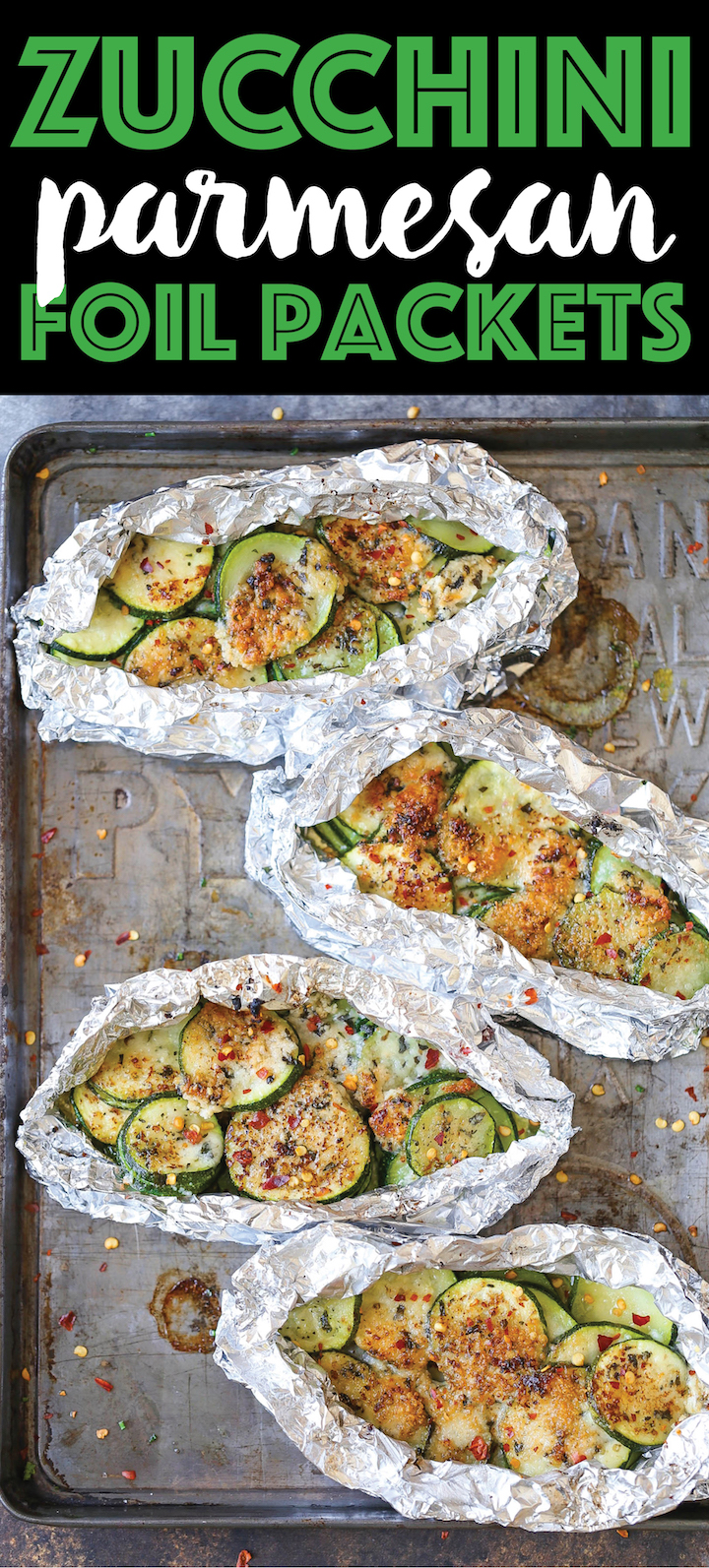 Zucchini Parmesan Foil Packets - Minimum effort, zero clean-up and easy serving! These can also be grilled or baked so you can have it anytime, anywhere!