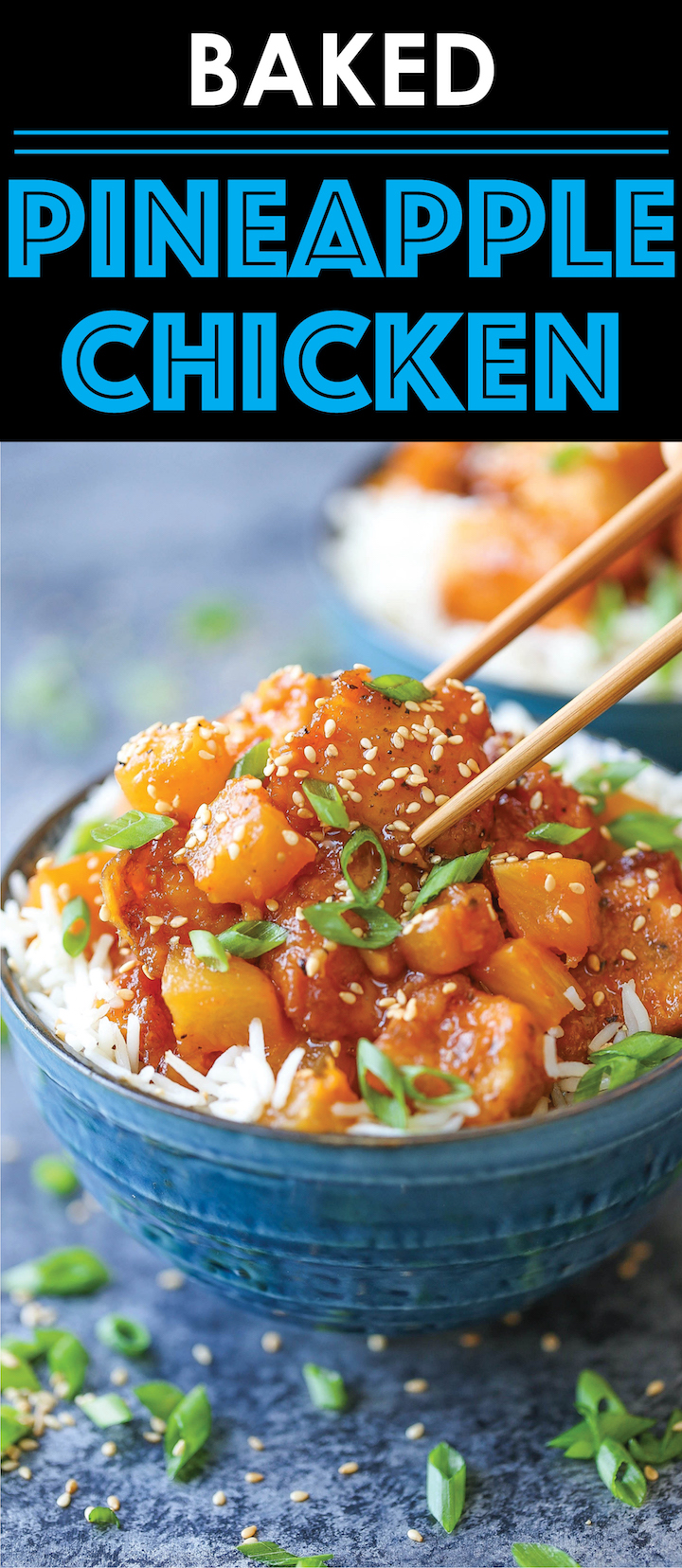 Baked Pineapple Chicken Bowls - Savory, sweet and sour with the juiciest of pineapple chunks and the most tender chicken bites baked to absolute perfection.