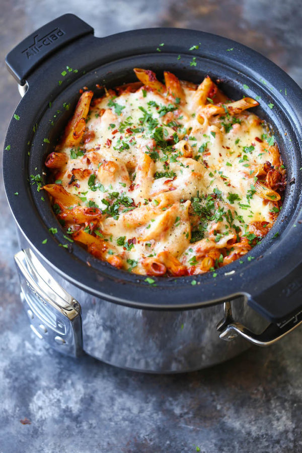 Slow Cooker Chicken Parmesan Pasta Damn Delicious 