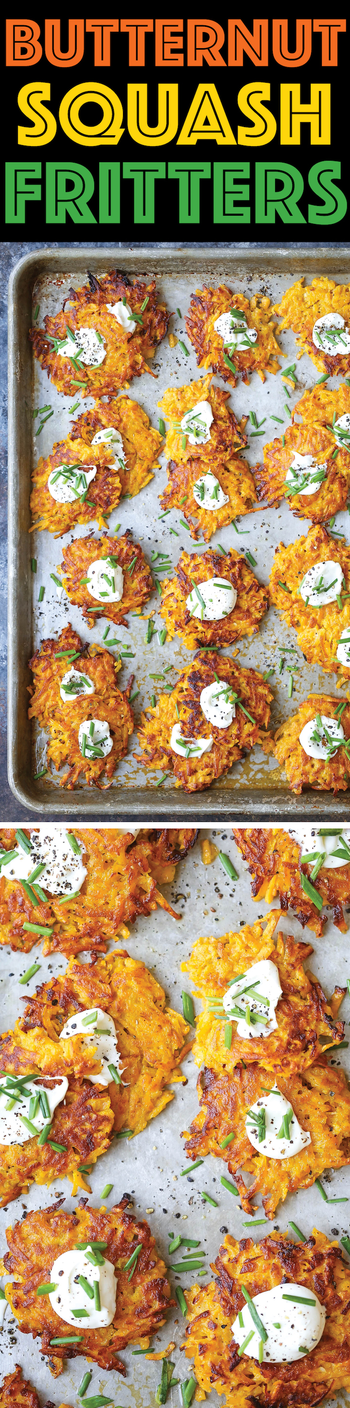 Butternut Squash Fritters - These are easier to make than you think, low calorie, addictive and amazingly crisp-tender! A must-have appetizer for everyone!