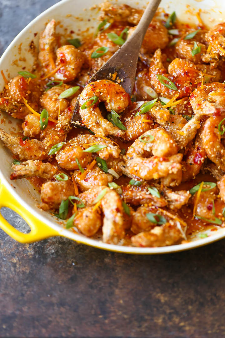 Honey Orange Firecracker Shrimp - Sweet and spicy crispy shrimp for all occasions (appetizer or main) with the most heavenly and amazing honey orange sauce!