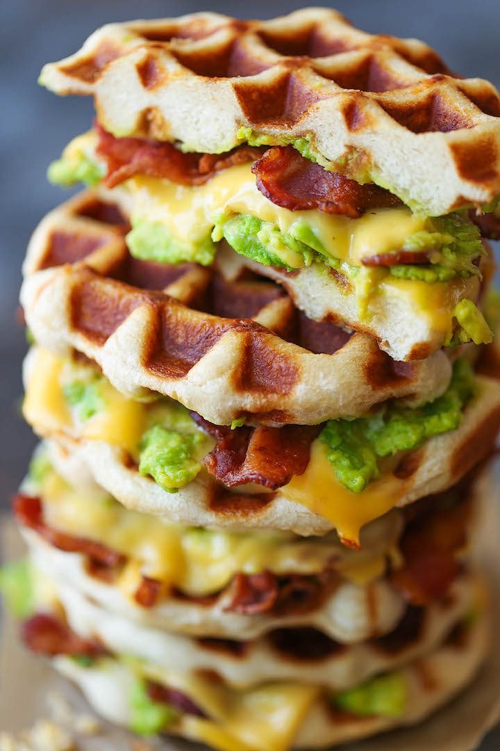 Bacon And Avocado Waffle Grilled Cheese Damn Delicious