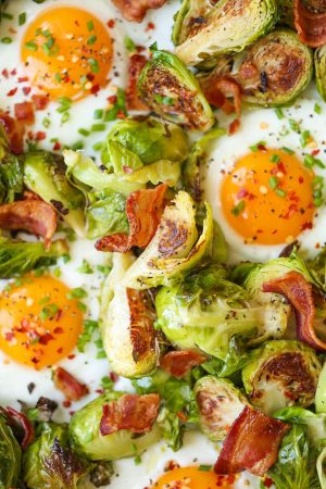 Brussels Sprouts, Eggs and Bacon - Damn Delicious