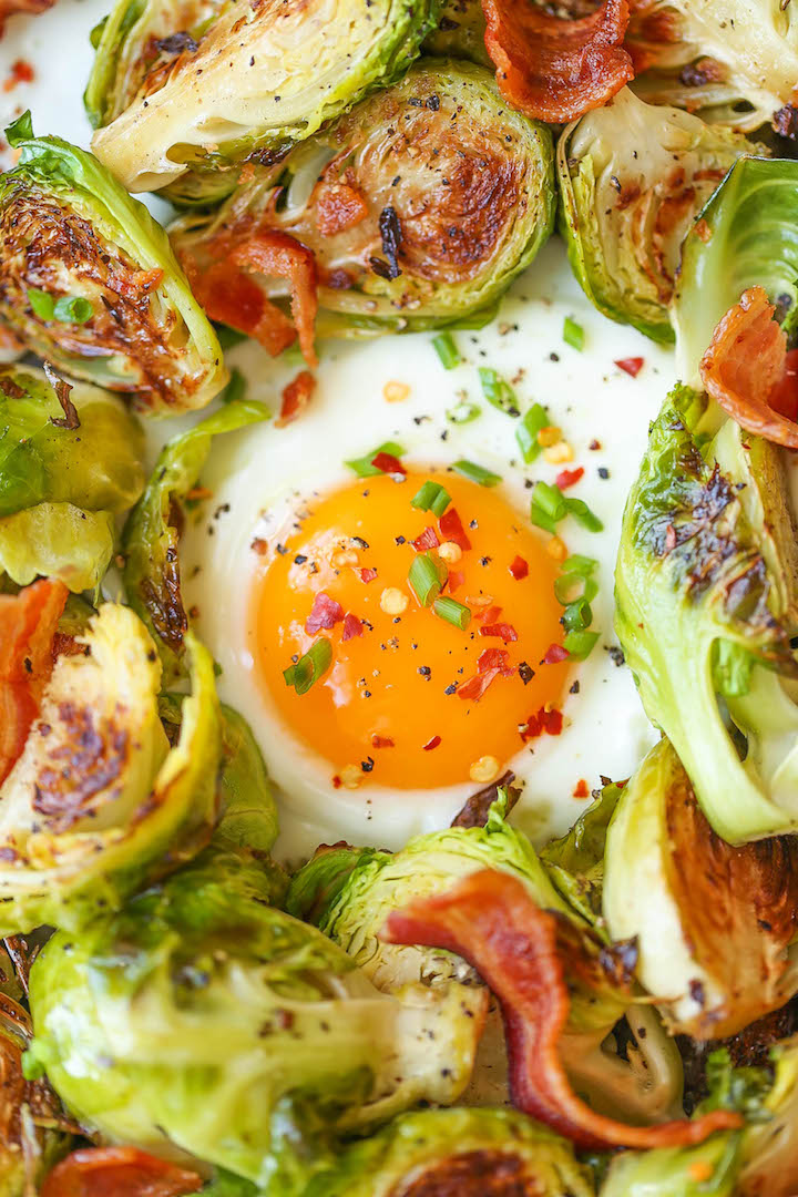 Brussels Sprouts, Eggs and Bacon - Damn Delicious