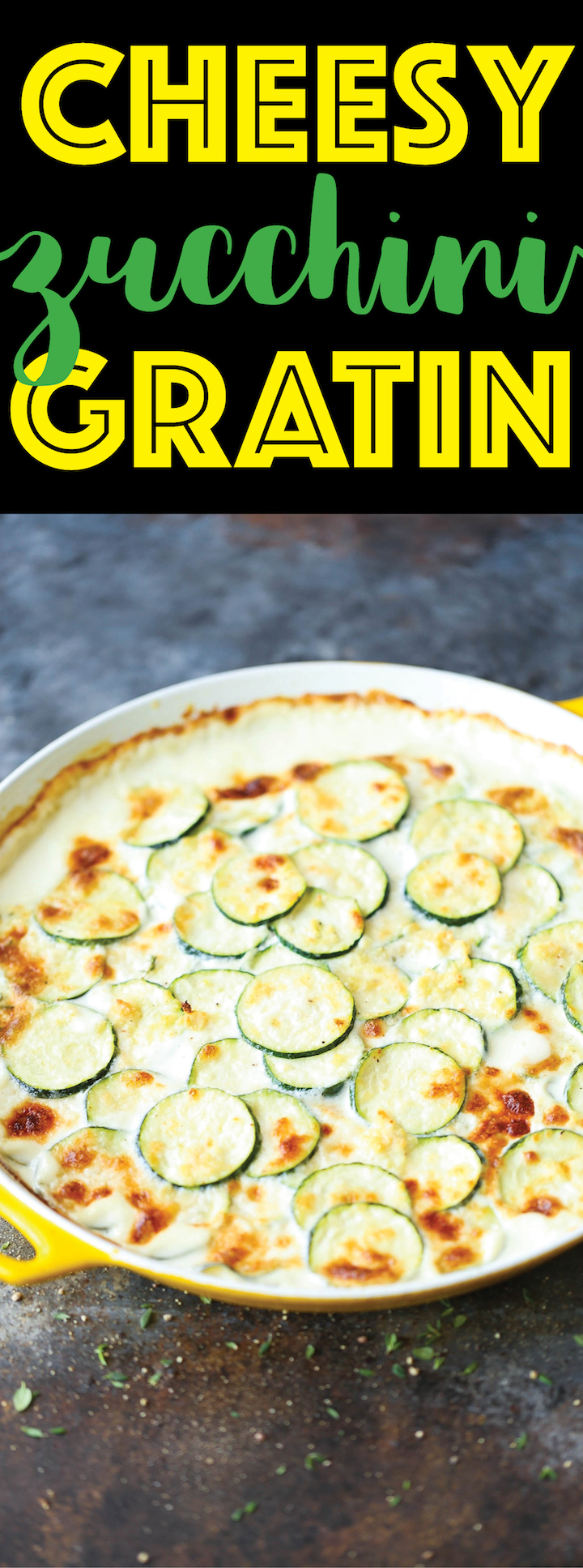 Cheesy Zucchini Gratin - Wonderfully rich and creamy with the best crisp/crusty topping! Plus, it's WAY HEALTHIER than the traditional potato gratin!!