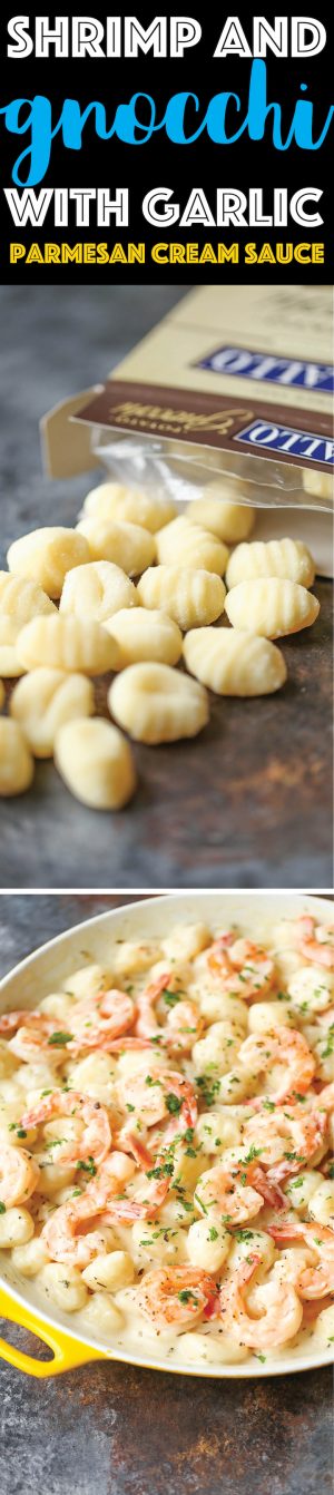 Shrimp and Gnocchi with Garlic Parmesan Cream Sauce - Damn Delicious