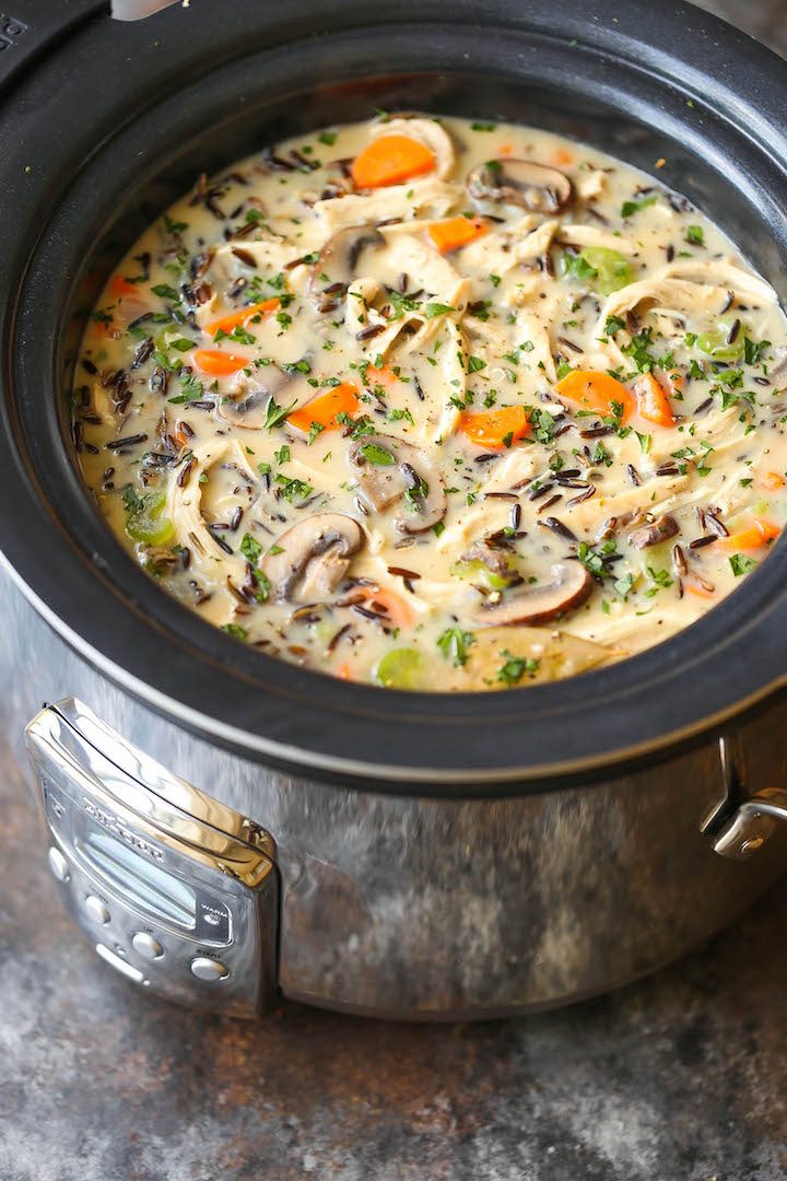 Slow Cooker Chicken and Wild Rice Soup Damn Delicious