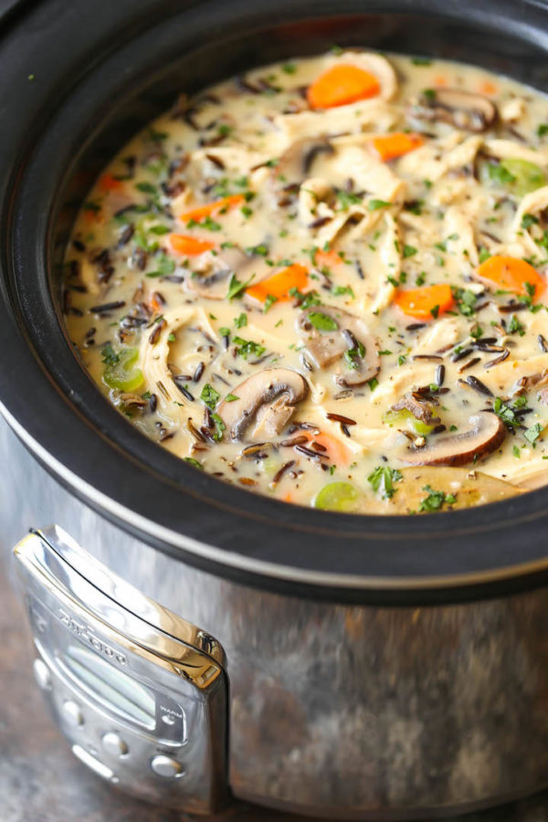Slow Cooker Chicken and Wild Rice Soup Damn Delicious