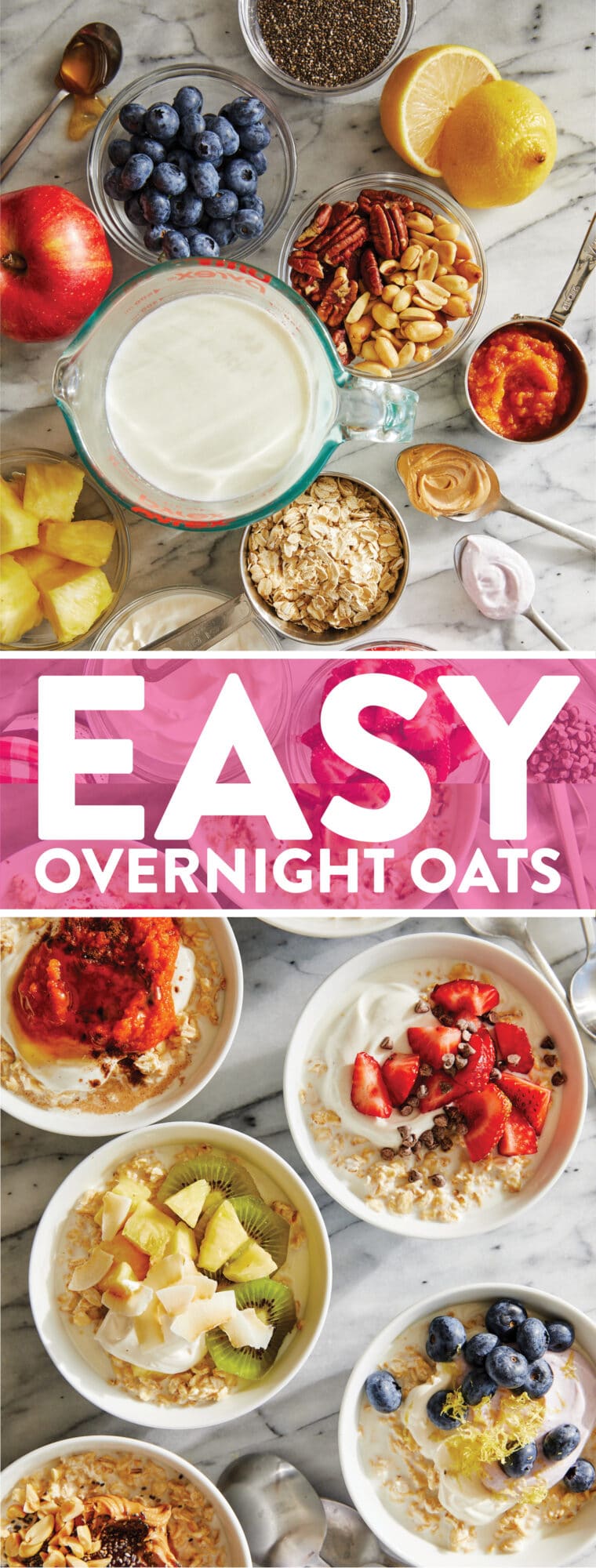 Easy Overnight Oats - Soak your oats overnight for the quickest breakfast all week long! You can double/triple the recipe. It's just so easy!
