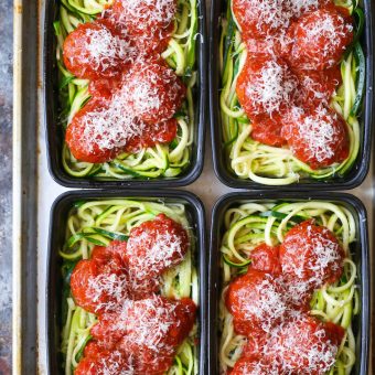 Zucchini Noodles with Turkey Meatballs - Damn Delicious