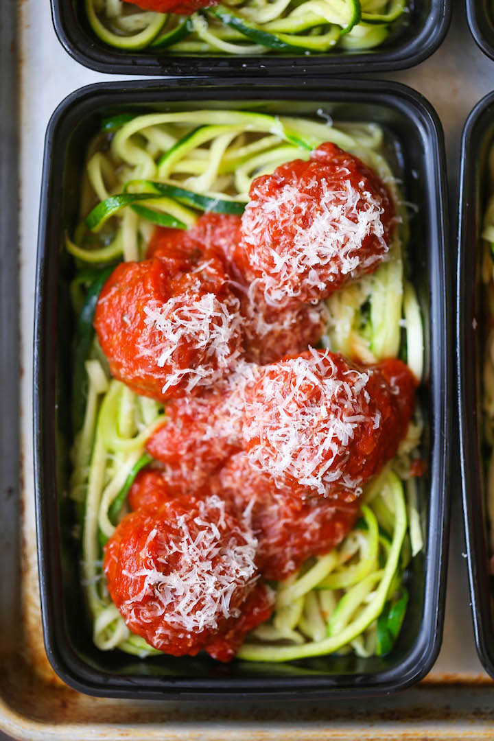 Zucchini Noodles with Turkey Meatballs Damn Delicious